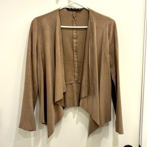 Faux suede tan cardigan jacket